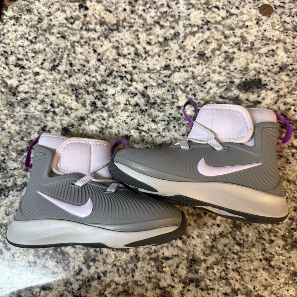 Nike Kids Gray and Lavender High-Top Sneakers